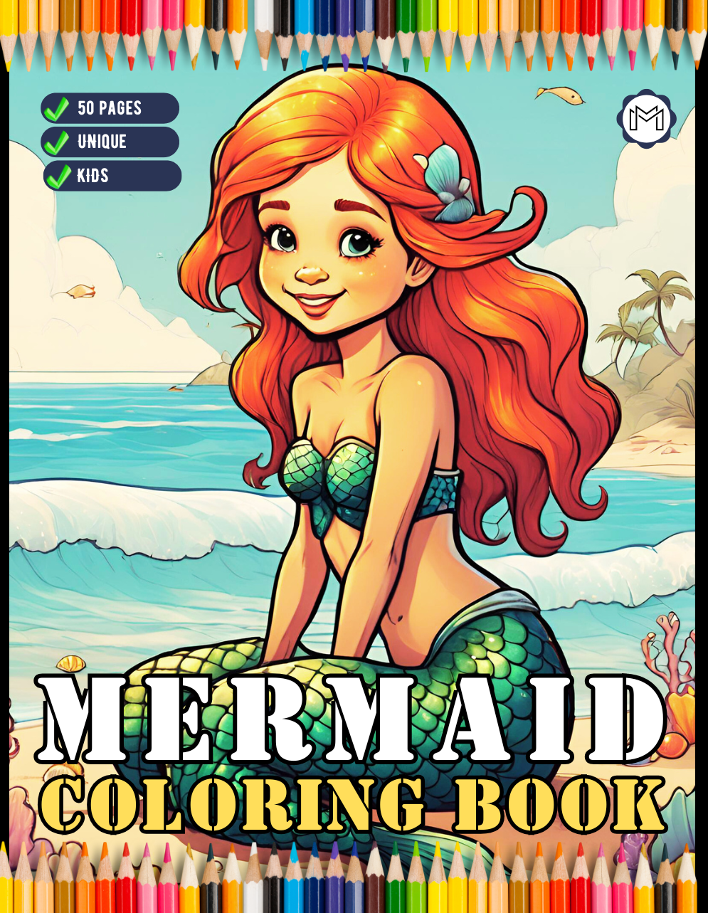 Cute Easy Mermaid Coloring Book Gift for Kids Boys Girls Teens 50 Pages Cool Princess Mermaid Coloring Sheets for Children Students