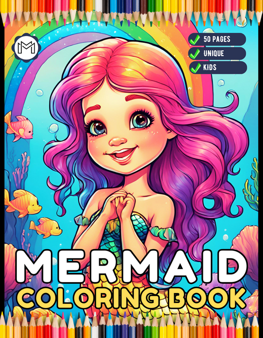 50 Pages Cute Easy Mermaid Coloring Book Gift for Kids Boys Girls Teens Mermaid Sea Creature Coloring Activity Book Adults Kids Relaxation (Copy)