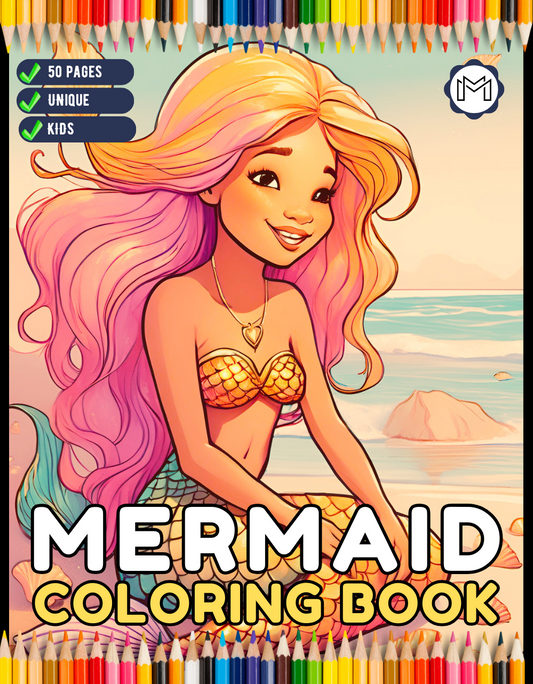 50 Pages Cute Easy Mermaid Coloring Book Gift for Kids Boys Girls Teens Sea Creature Mermaid Coloring Activity Book Adults Kids Relaxation