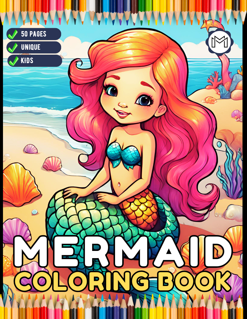 50 Pages Cute Easy Mermaid Coloring Book Gift for Kids Boys Girls Teens Sea Creature Mermaid Coloring Activity Book Adults Kids Relaxation