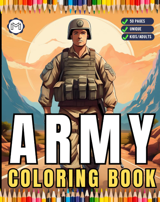 Military Army Soldier Coloring Book for Adults Kids Boys Girls Teens 50 Pages Cool Military Warrior War Veteran Land Forces Gift Present