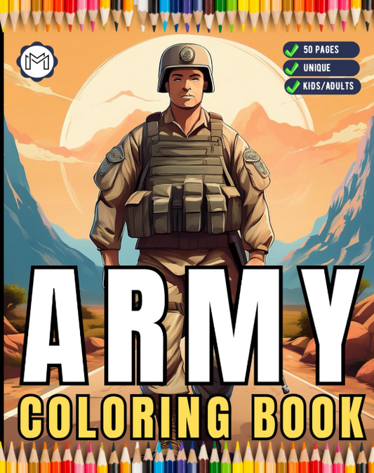 Military Army Soldier Coloring Book for Adults Kids Boys Girls Teens 50 Pages Cool Military Warrior War Veteran Land Forces Gift Present