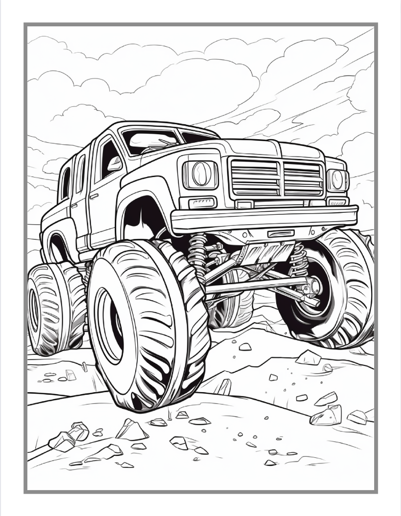 Monster Truck Coloring Book for Kids Children and Adults 50 Pages Mons
