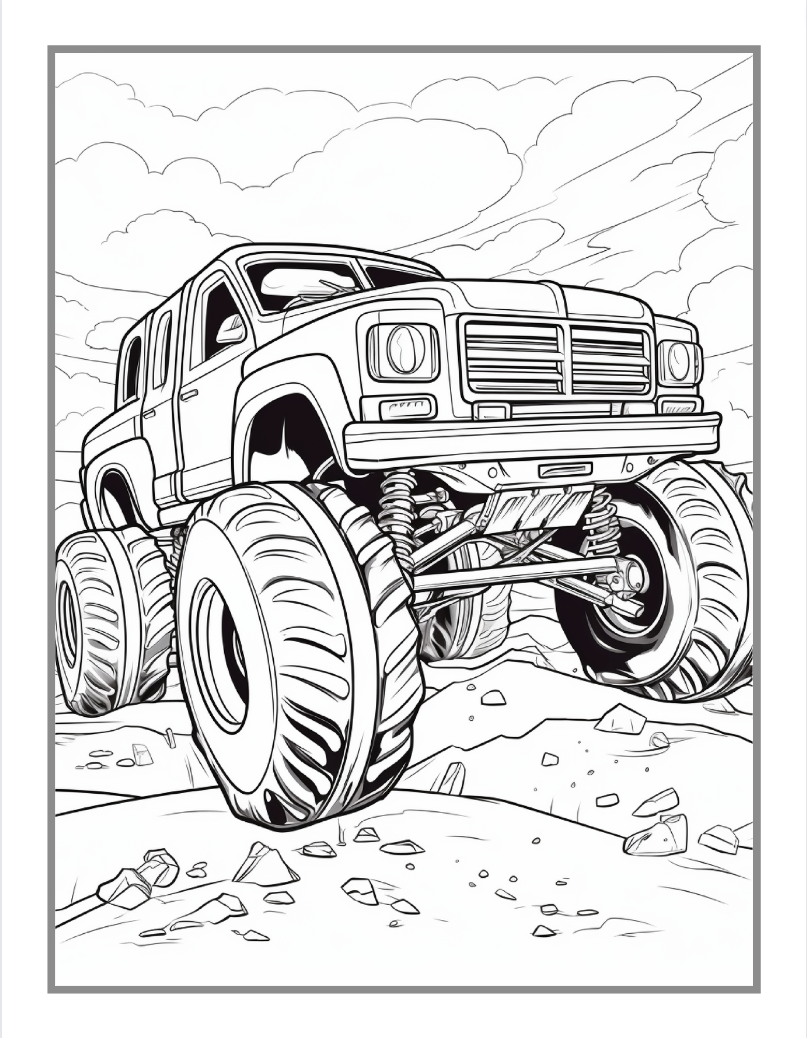 Monster Truck Coloring Book for Kids Children and Adults 50 Pages Monster Truck Coloring Activity Book Kids Ages 8-12 Truck Coloring Book