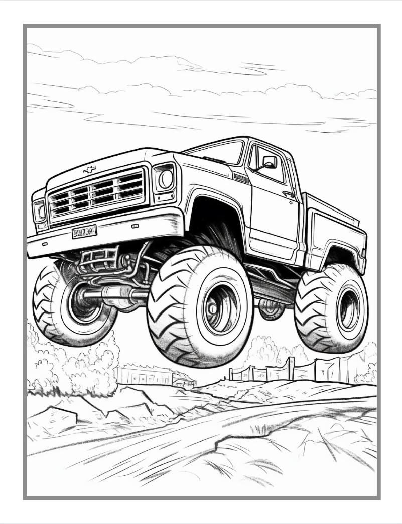 Monster Truck Coloring Book for Kids Children and Adults 50 Pages
