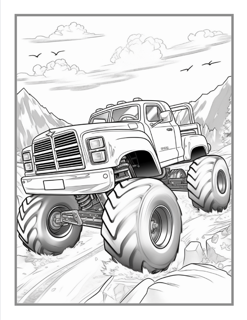 Monster Truck Coloring Book for Kids Children and Adults 50 Pages Monster Truck Coloring Activity Book Kids Ages 8-12 Truck Coloring Book