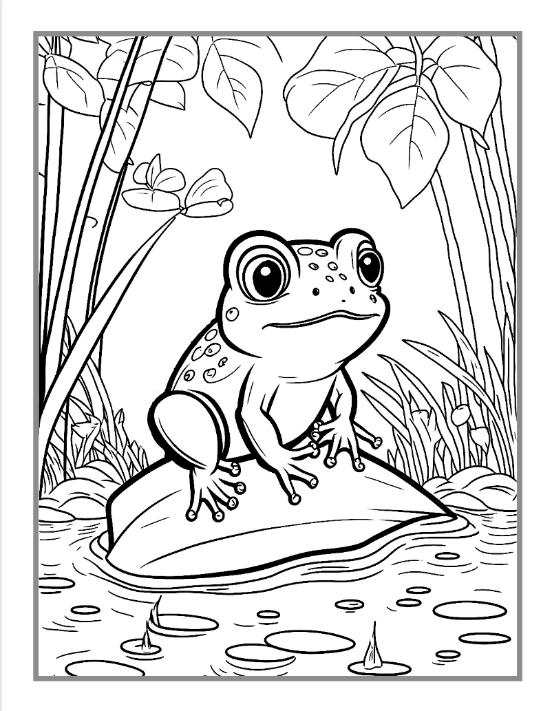 Cute Frog Coloring Book for Kids Children Adults 50 Pages Frog Coloring Activity Book for Kids Ages 8-12 Frog Coloring Book for Girls Boys