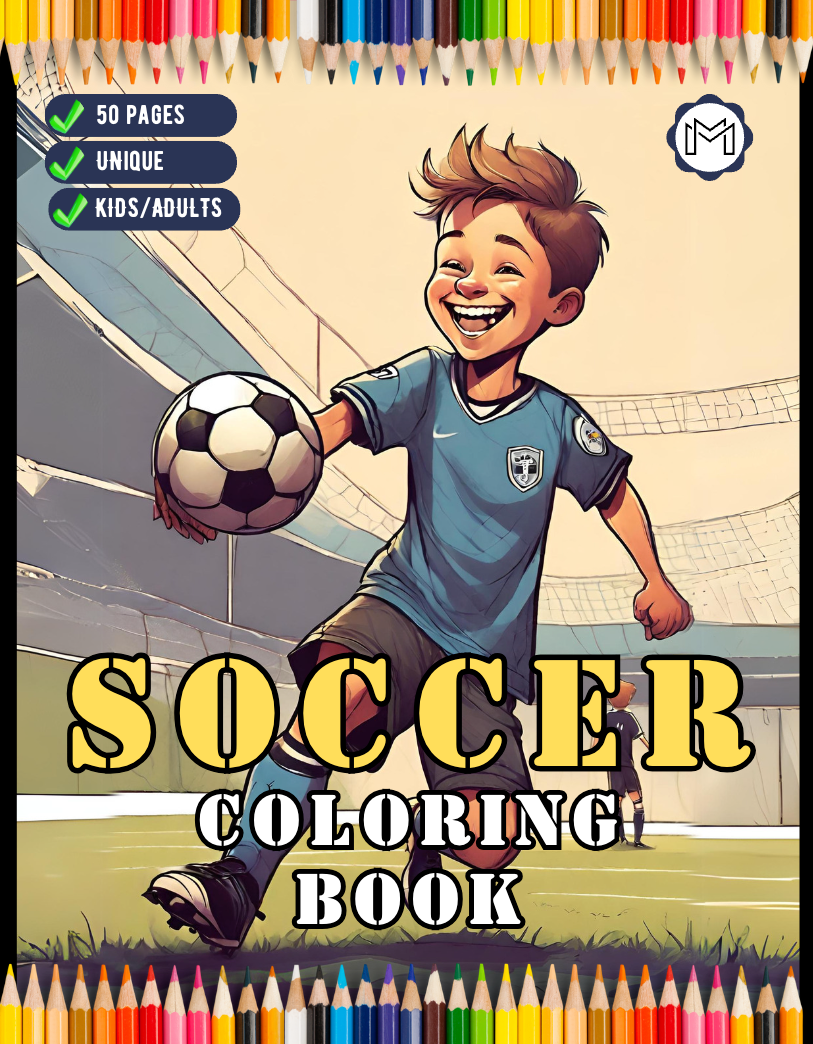 Soccer Player Coloring Activity Book Gift for Adults Kids Boys Girls 50 Pages Soccer Player Field Soccer Ball Coloring Pages Coloring Book