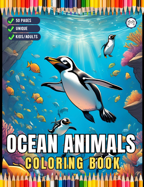 50 Pages Easy Ocean Animals Sea Life Fish Coloring Pages Cute Deep Sea Creatures Fish Coloring Book Gift for Adults Kids Boys Girls Teens