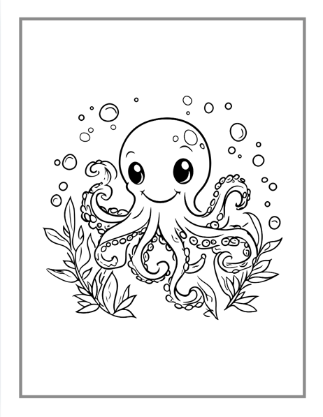 50 Pages Ocean Animals Cute Deep Sea Creatures Fish Coloring Book Gift for Adults Kids Boys Girls Teens Sea Life Fish Easy Coloring Pages