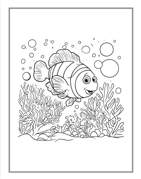 50 Pages Ocean Animals Cute Deep Sea Creatures Fish Coloring Book Gift for Adults Kids Boys Girls Teens Sea Life Fish Easy Coloring Pages