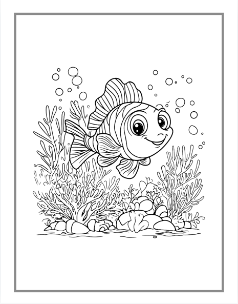 50 Pages Ocean Animals Cute Deep Sea Creatures Fish Coloring Book Gift for Adults Kids Boys Girls Teens Sea Life Fish Easy Coloring Pages