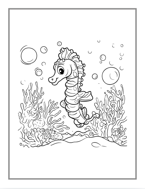 50 Pages Ocean Animals Cute Deep Sea Creatures Fish Coloring Book Gift for Adults Kids Boys Girls Teens Sea Life Fish Easy Coloring Pages