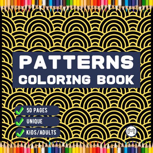 50 Pages Patterns Coloring Book Gift for Adults Men Women Kids Boys Girls Teens Youth Mindful Simple Pattern Shapes Coloring Activity Book