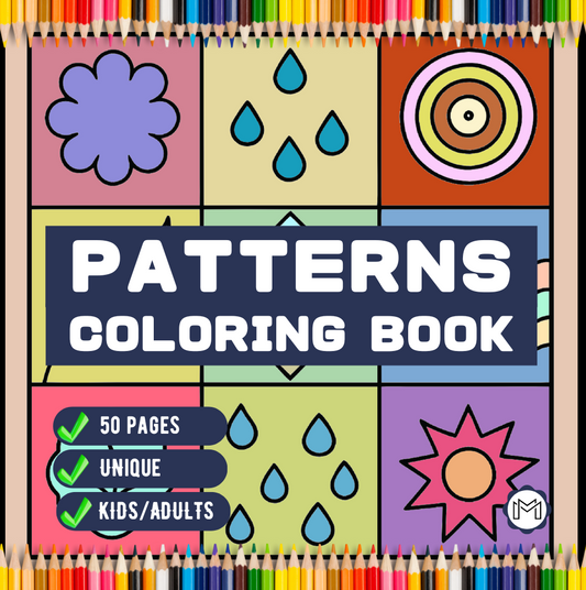 50 Pages Patterns Coloring Book Gift for Adults Men Women Kids Boys Girls Teens Youth Comfy Patterns Bold and Easy Coloring Simple Pattern