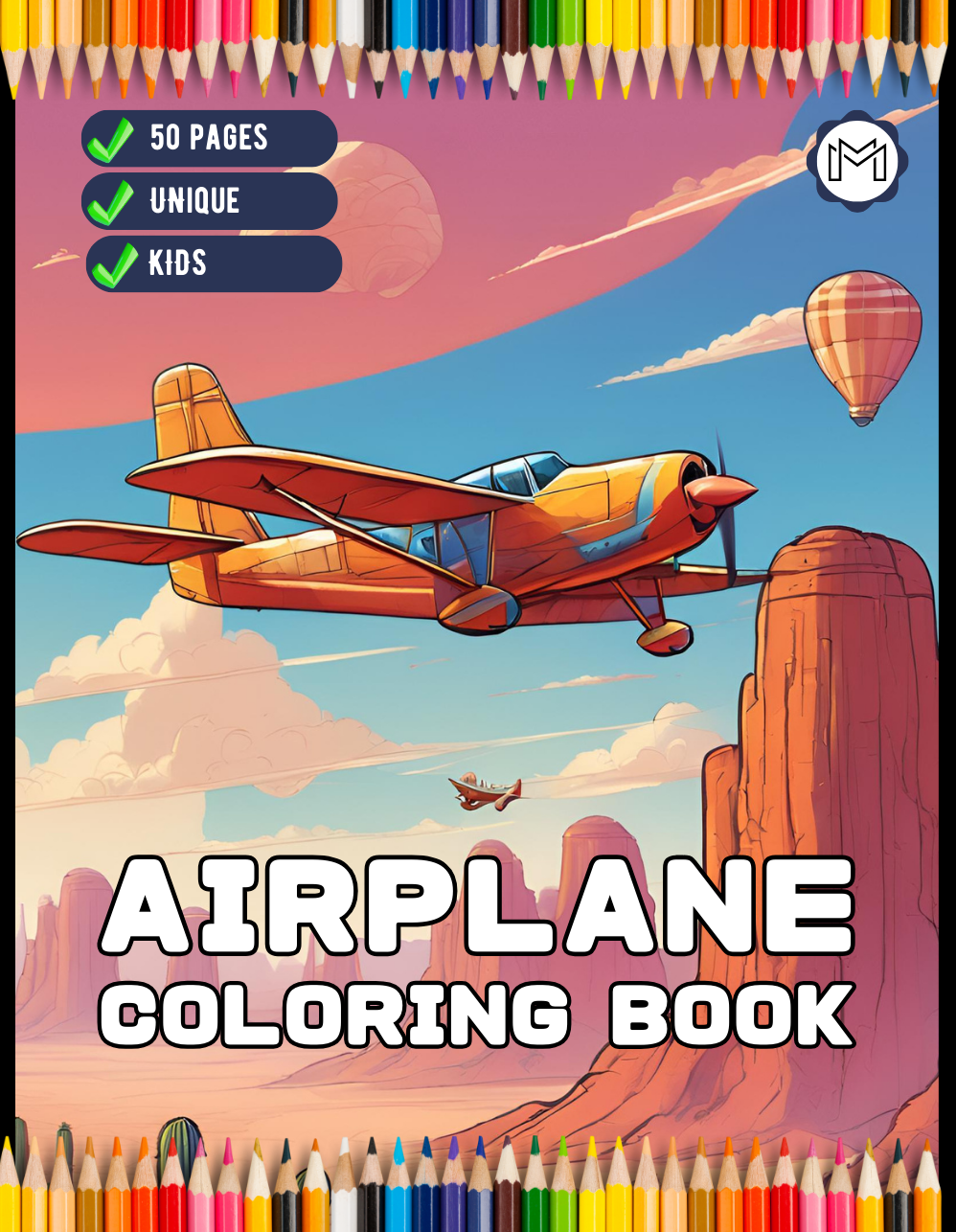 50 Pages Cute Airplane Coloring Book Gift for Kids Boys Girls Teens Youth Flying Airplane Aviation Fan Coloring Book Plane Coloring Pages