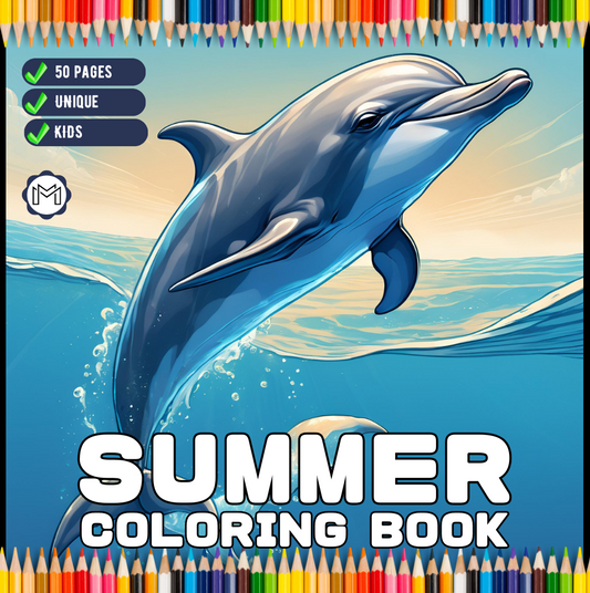 Kawaii Summer Coloring Book Gift for Kids Boys Girls Teens Youth 50 Pages Bold and Easy Summer Coloring Sheets Fun Summer Lover Activity