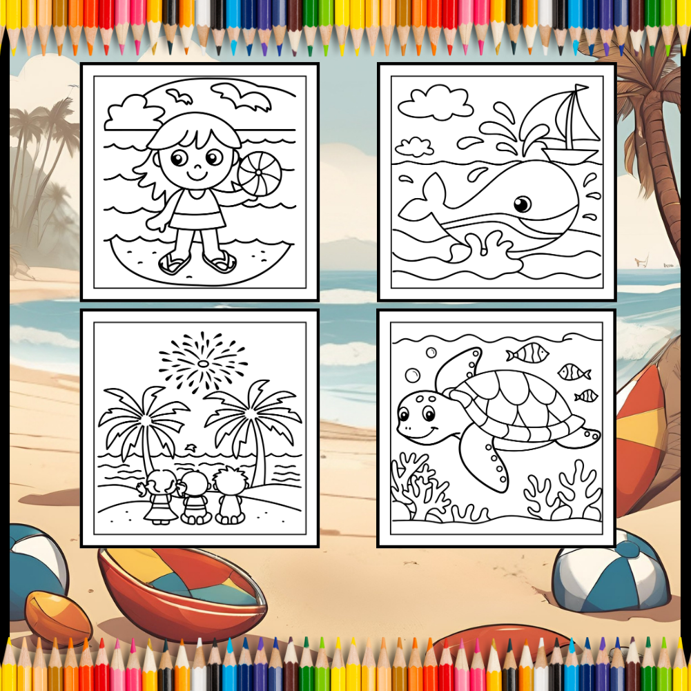 50 Pages Summer Coloring Book Gift for Kids Boys Girls Teens Youth Bold and Easy Summer Beach Coloring Sheets Summer Lover Coloring Activity