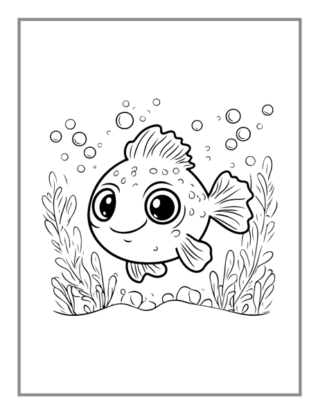 Ocean Animals Cute Deep Sea Creatures Fish Coloring Book Gift for Adults Kids Boys Girls Teens 50 Pages Sea Life Easy Fish Coloring Pages