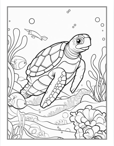 50 Pages Ocean Animals Cute Deep Sea Creatures Fish Coloring Book Gift for Adults Kids Boys Girls Teens Sea Life Fish Easy Coloring Pages