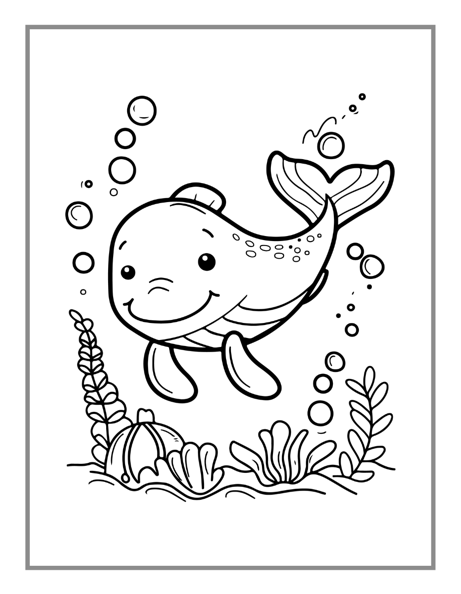 50 Pages Ocean Animals Cute Deep Sea Creatures Fish Coloring Book Gift for Adults Kids Boys Girls Teens Cool Sea Life Fish Coloring Pages