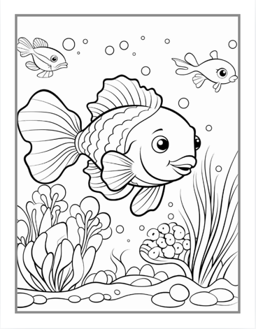 50 Pages Ocean Animals Cute Deep Sea Creatures Fish Coloring Book Gift for Adults Kids Boys Girls Teens Sea Life Fish Easy Coloring Pages