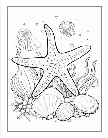 50 Pages Ocean Animals Cute Deep Sea Creatures Fish Coloring Book Gift for Adults Kids Boys Girls Teens Sea Life Fish Easy Coloring Pages