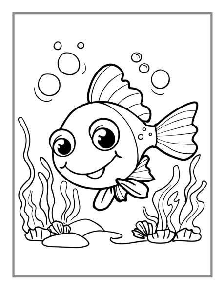 50 Pages Ocean Animals Cute Deep Sea Creatures Fish Coloring Book Gift for Adults Kids Boys Girls Teens Cool Sea Life Fish Coloring Pages