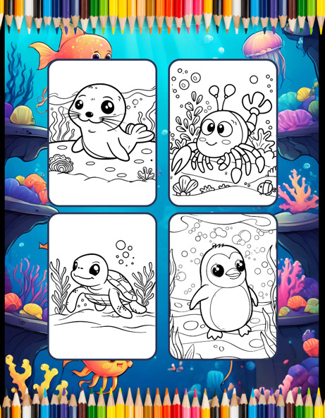 50 Pages Ocean Animals Cute Deep Sea Creatures Fish Coloring Book Gift for Adults Kids Boys Girls Teens Cool Sea Life Fish Coloring Pages