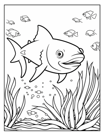 50 Pages Ocean Animals Cute Deep Sea Creatures Fish Coloring Book Gift for Adults Kids Boys Girls Teens Sea Life Fish Easy Coloring Pages