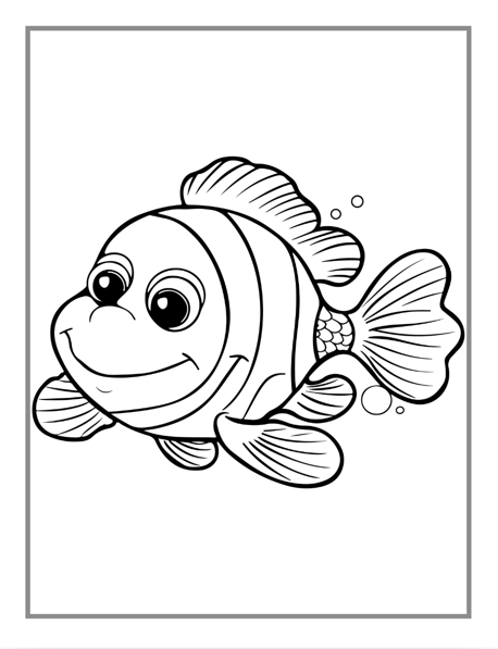 50 Pages Ocean Animals Cute Deep Sea Creatures Fish Coloring Book Gift for Adults Kids Boys Girls Teens Cool Sea Life Fish Coloring Pages