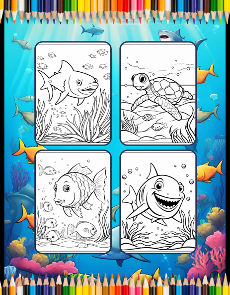 50 Pages Ocean Animals Cute Deep Sea Creatures Fish Coloring Book Gift for Adults Kids Boys Girls Teens Sea Life Fish Easy Coloring Pages