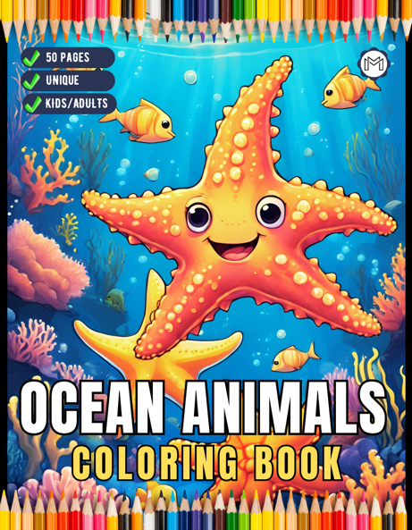 50 Pages Easy Ocean Animals Sea Life Fish Coloring Pages Cute Deep Sea Creatures Fish Coloring Book Gift for Adults Kids Boys Girls Teens