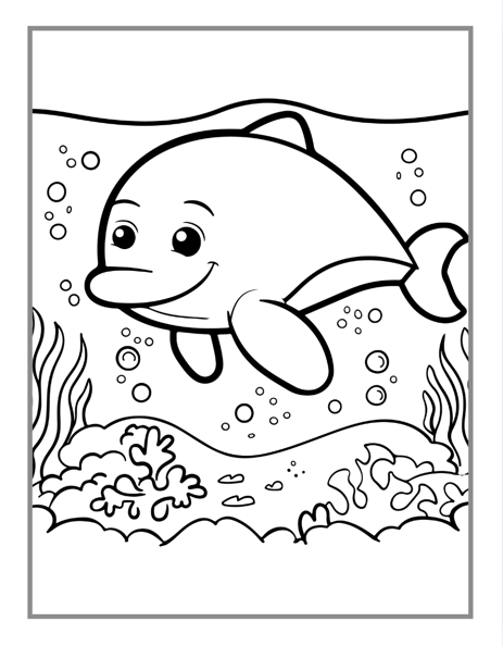 50 Pages Easy Ocean Animals Sea Life Fish Coloring Pages Cute Deep Sea Creatures Fish Coloring Book Gift for Adults Kids Boys Girls Teens