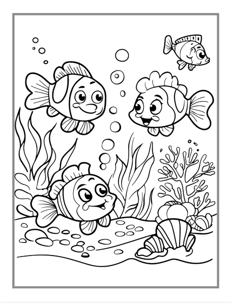 50 Pages Easy Ocean Animals Sea Life Fish Coloring Pages Cute Deep Sea Creatures Fish Coloring Book Gift for Adults Kids Boys Girls Teens