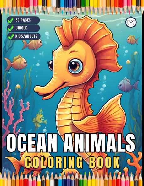 50 Pages Easy Ocean Animals Sea Life Fish Coloring Pages Cute Deep Sea Creatures Fish Coloring Book Gift for Adults Kids Boys Girls Teens