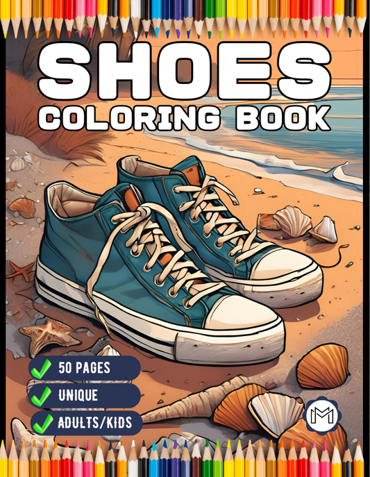 50 Pages Fashion Shoes Coloring Book Gift for Adults Kids Men Women Boys Girls Teens Youth Cute Sneaker High Heel Men Women Shoes Coloring
