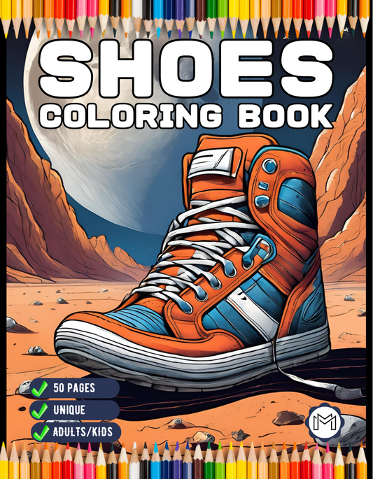 Fashion Shoes Coloring Book Gift for Adults Kids Men Women Boys Girls Teens Youth Cute Sneaker High Heel Men Women 50 Pages Shoes Coloring