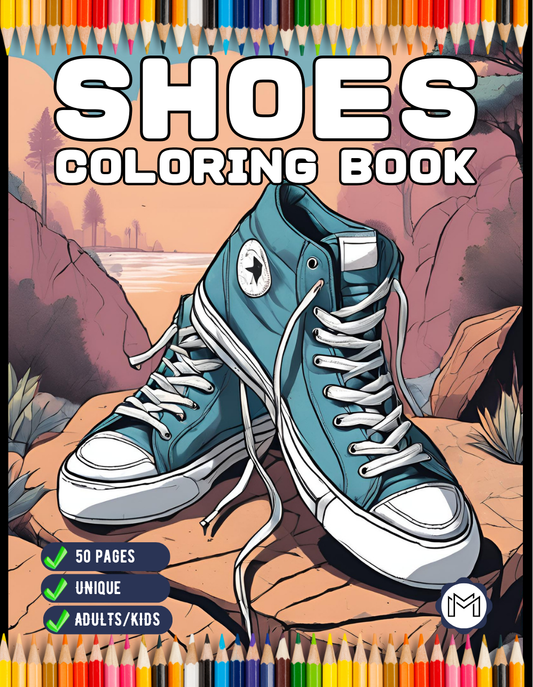 50 Pages Fashion Shoes Coloring Book Gift for Adults Kids Men Women Boys Girls Teens Youth Cute Sneaker High Heel Men Women Shoes Coloring