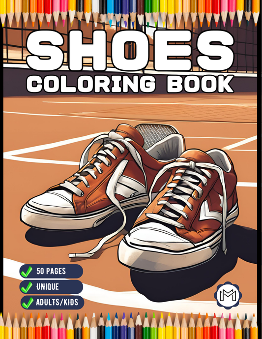 Fashion Shoes Coloring Book Gift for Adults Kids Men Women Boys Girls Teens Youth 50 Pages Cute Sneaker High Heel Men Women Shoes Coloring