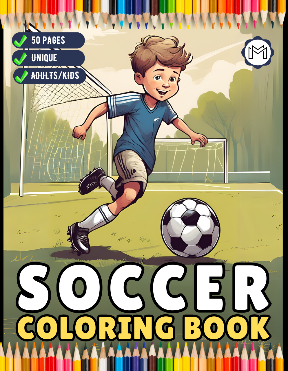 Easy and Bold Soccer Coloring Book 50 Pages Soccer Football Player Coloring Book Holiday Birthday Gift for Adults Kids Men Boys Teens Youth