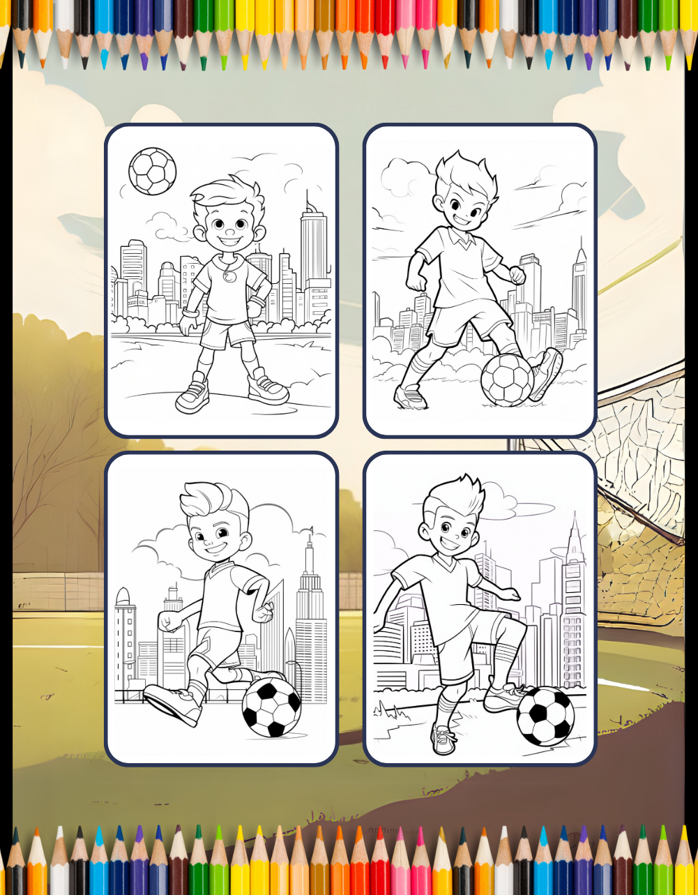 Easy and Bold Soccer Coloring Book 50 Pages Soccer Football Player Coloring Book Holiday Birthday Gift for Adults Kids Men Boys Teens Youth