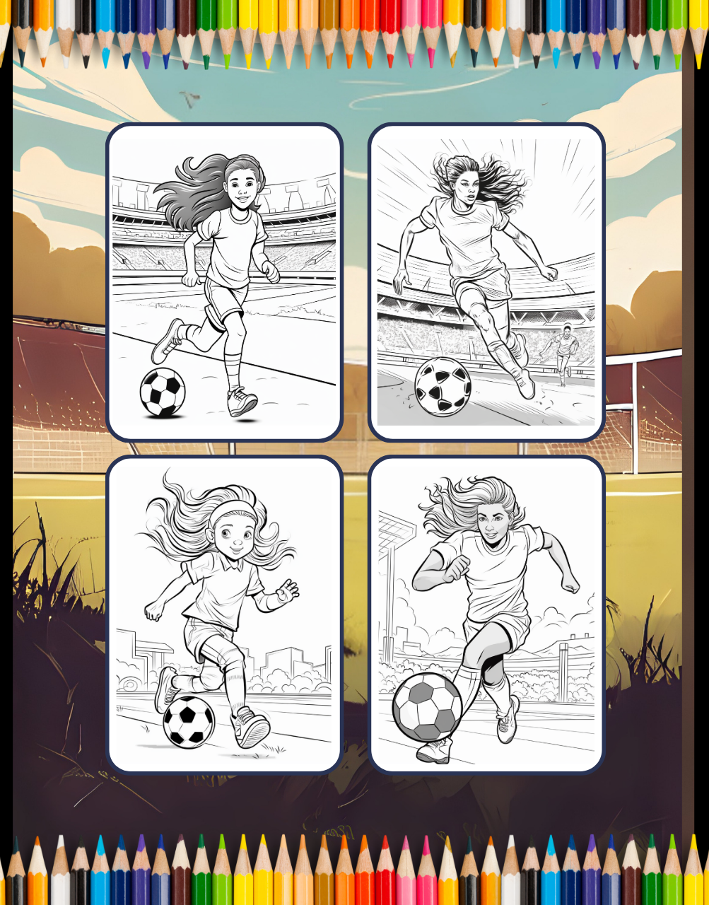 50 Pages Soccer Football Player Coloring Book Holiday Birthday Gift for Adults Kids Women Girls Teens Youth Soccer Coloring Activity Sheets