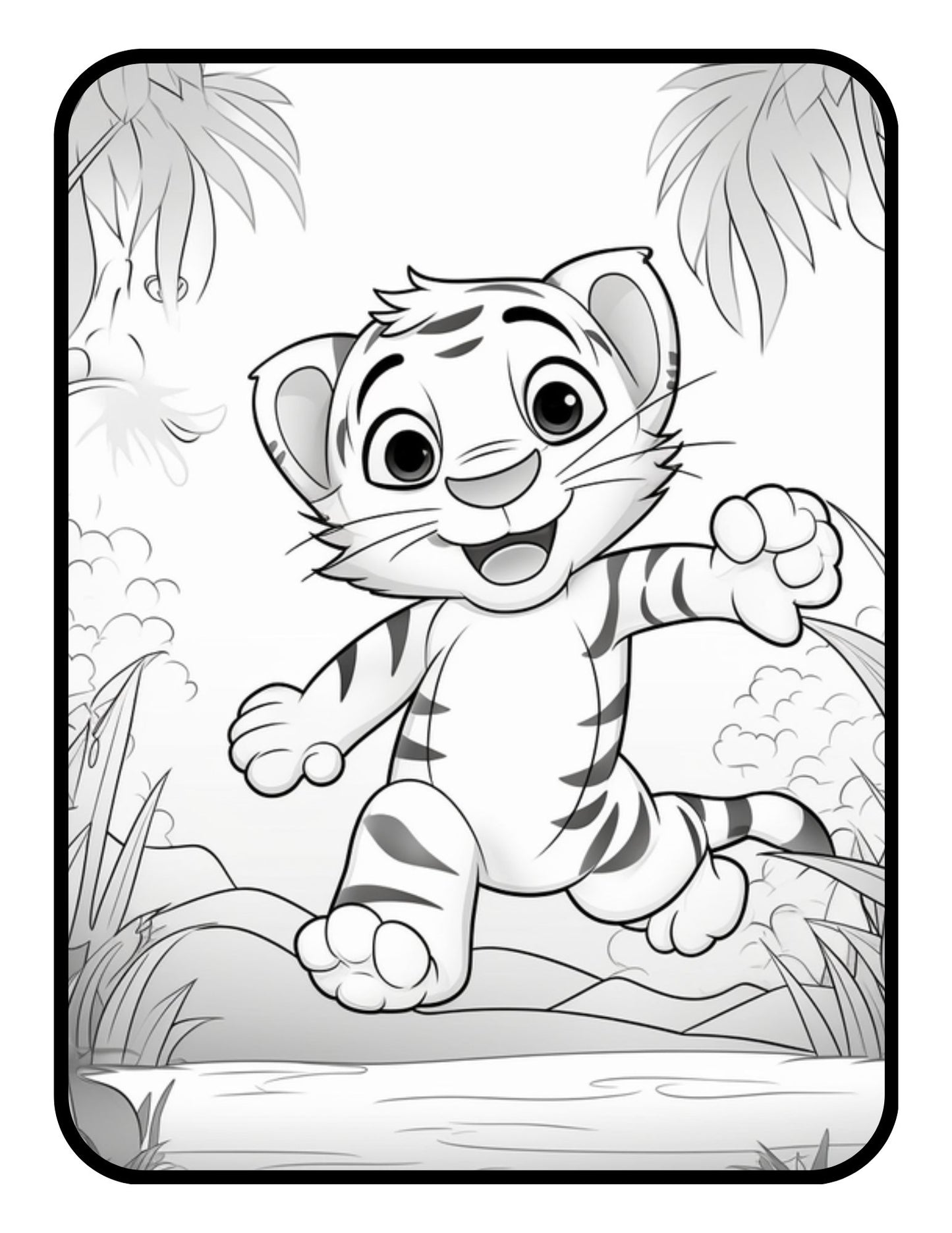 Baby Tiger Coloring Book 50 Pages Wildlife Coloring Book For Adults Mothers Day Gifts Coloring Book Gifts Students Cute Animal Coloring Book
