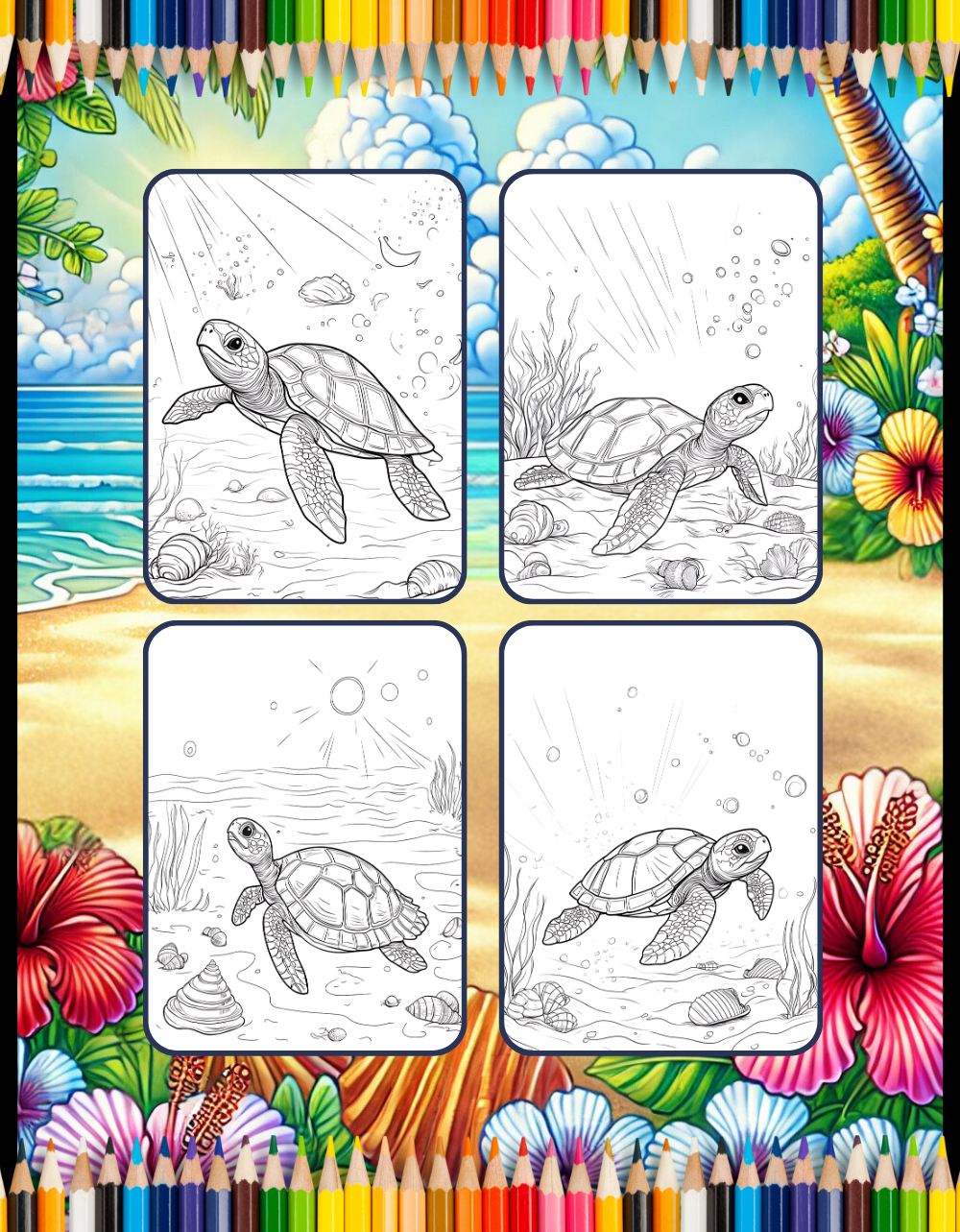 50 Pages Cute Sea Turtle Coloring Book Gift for Adults Kids Men Women Boys Girls Teens Youth Sea Life Ocean Creature Turtle Lover Coloring