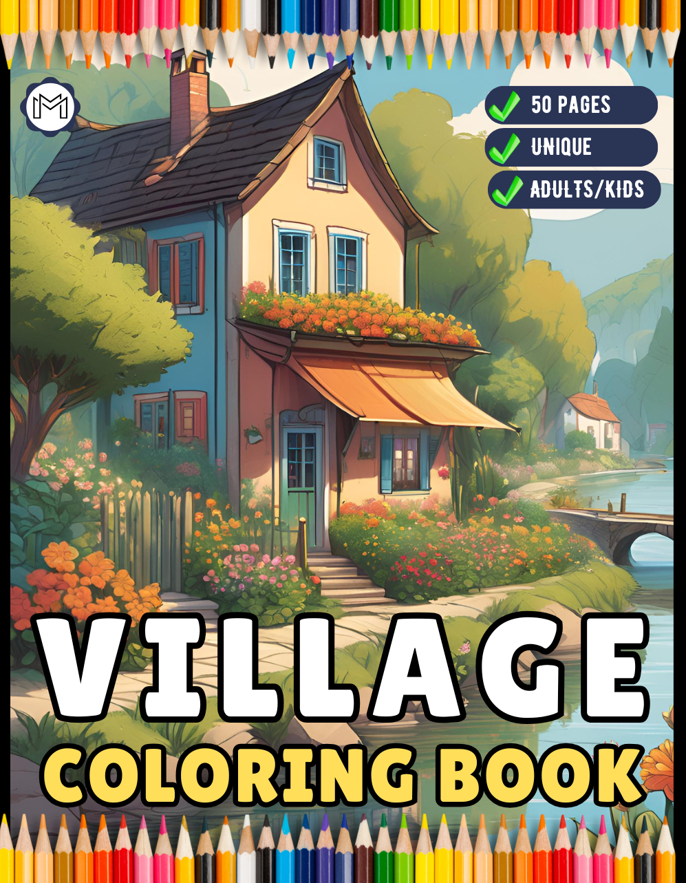 Cozy Village Coloring Book Christmas Holiday Gift for Adults Kids Men Women Boys Girls Teens 50 Pages Little Forest Village Coloring Book