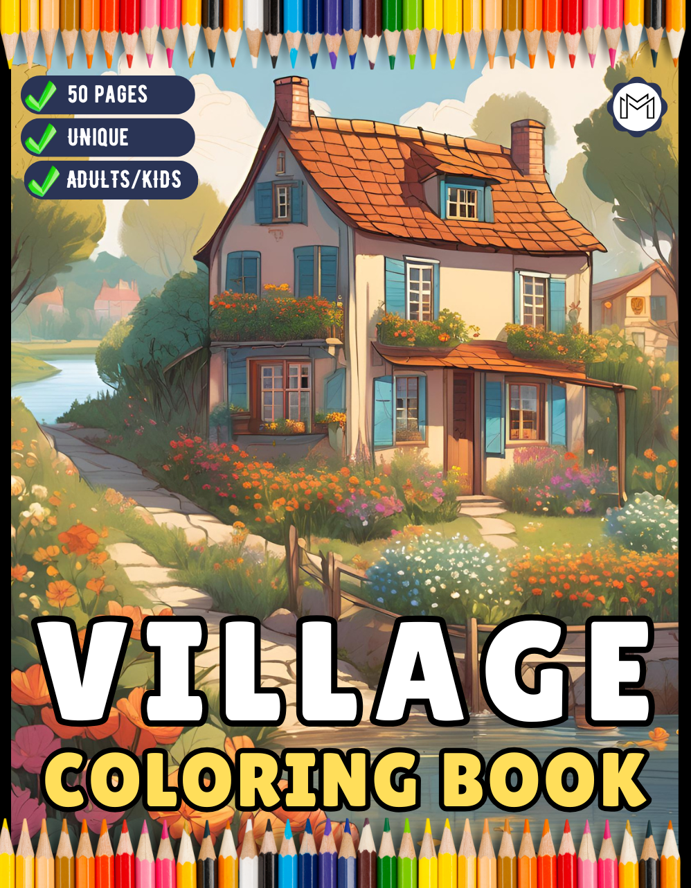 Cool Little Old Forest Village Coloring Book 50 Pages Cozy Village Coloring Book Christmas Holiday Gift for Adults Kids Men Women Boys Girls