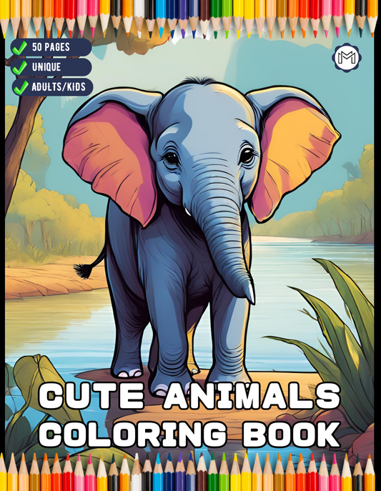 Cute Bold and Easy Zoo Animal Coloring Book Gift for Adults Kids Men Women Boys Girls Teens Youth 50 Pages Fun Wild Animal Coloring Sheets
