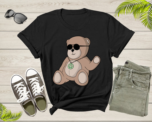 Cute Teddy Bear Animal Wearing Sunglasses Funny Waving Toy T-Shirt Teddy Bear Lover Gift T Shirt for Men Women Kids Boys Girls Tshirt