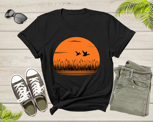 Ducks Flying at Sunset Over Sea Beautiful Animal Bird Nature T-Shirt Duck Hunt Lover Gift T Shirt for Men Women Kids Boys Girls Tshirt